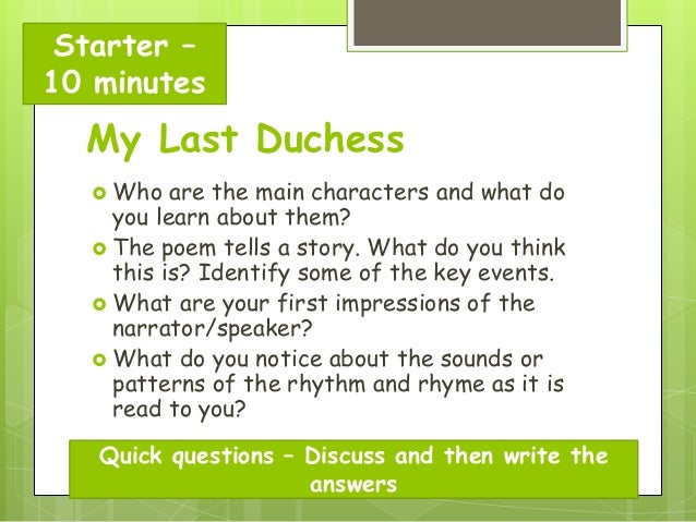 My last duchess poem