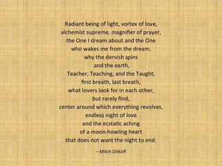 THE POETRY OF LIFE -- Mitch Ditkoff