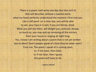 THE POETRY OF LIFE -- Mitch Ditkoff