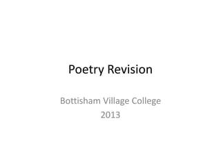 Poetry Revision
Bottisham Village College
2013
 