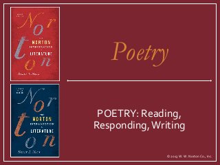 © 2013 W. W. Norton Co., Inc.
POETRY: Reading,
Responding,Writing
Poetry
 