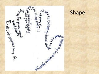 Pattern Poetry Examples Poetry types 03 23-41 | PPT