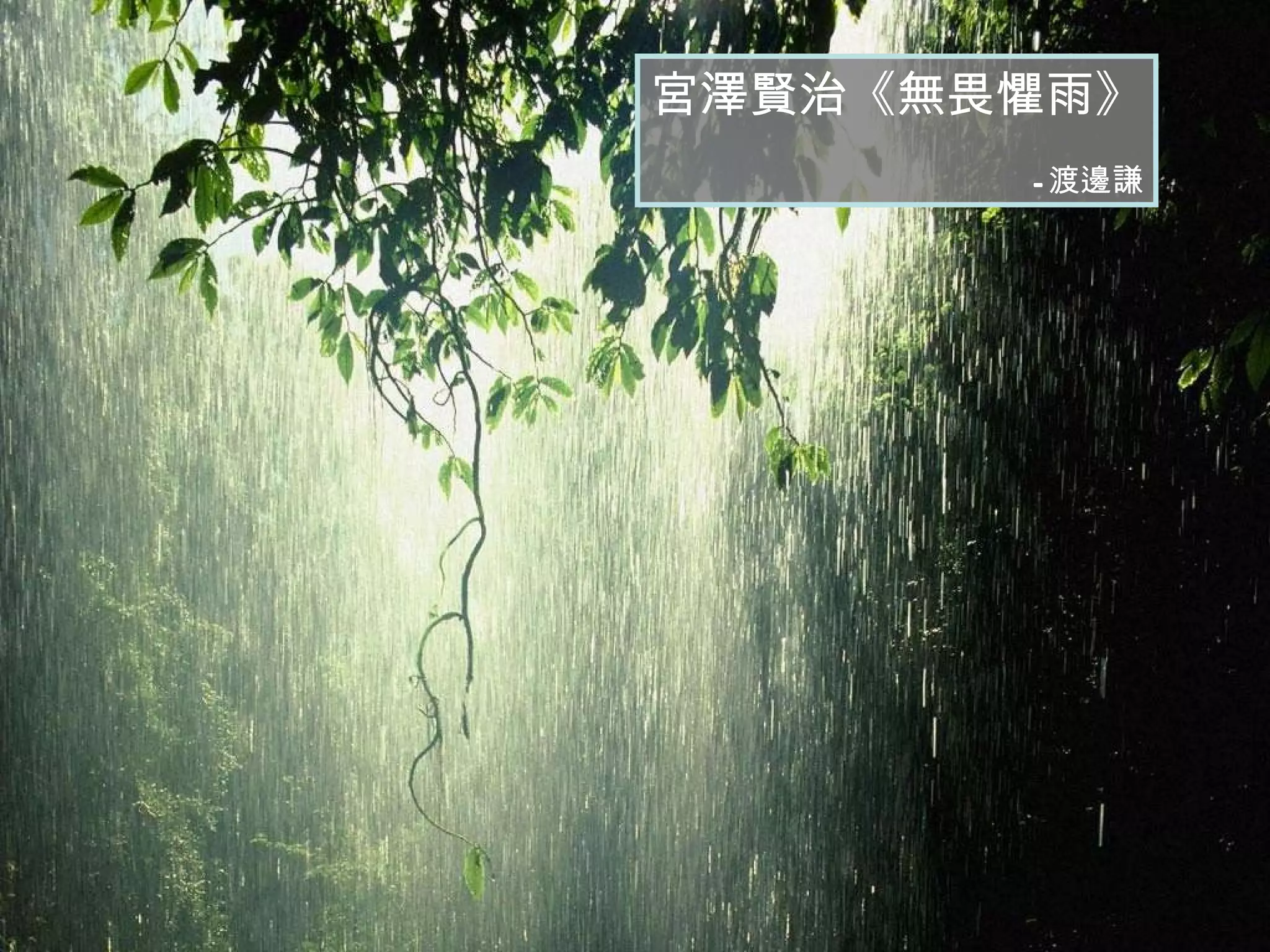 宮澤賢治《無畏懼雨》 - 渡邊謙 