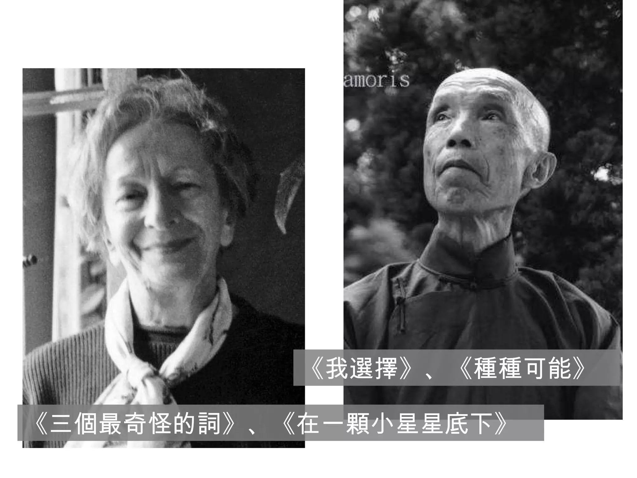 《三個最奇怪的詞》、《在一顆小星星底下》 《我選擇》、《種種可能》 