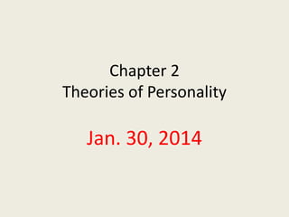 Chapter 2
Theories of Personality

Jan. 30, 2014

 