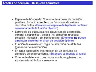 Árboles de decisión – Búsqueda heurística
 