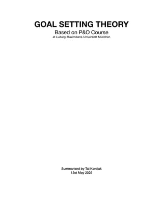 Comprehensive Guide to Goal Setting Theory and Motivation Strategies | PDF