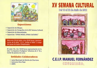 Pograma de la xv  semana cultural del c.e.i.p manuel fernández