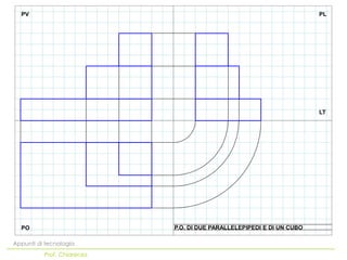 PV                                                                   PL




                                                                       LT




  PO                        P.O. DI DUE PARALLELEPIPEDI E DI UN CUBO

Appunti di tecnologia
          Prof. Chiarenza
 