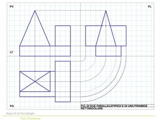 Appunti di tecnologia
Prof. Chiarenza
PV PL
PO
LT
P.O. DI DUE PARALLELEPIPEDI E DI UNA PIRAMIDE
RETTANGOLARE
 