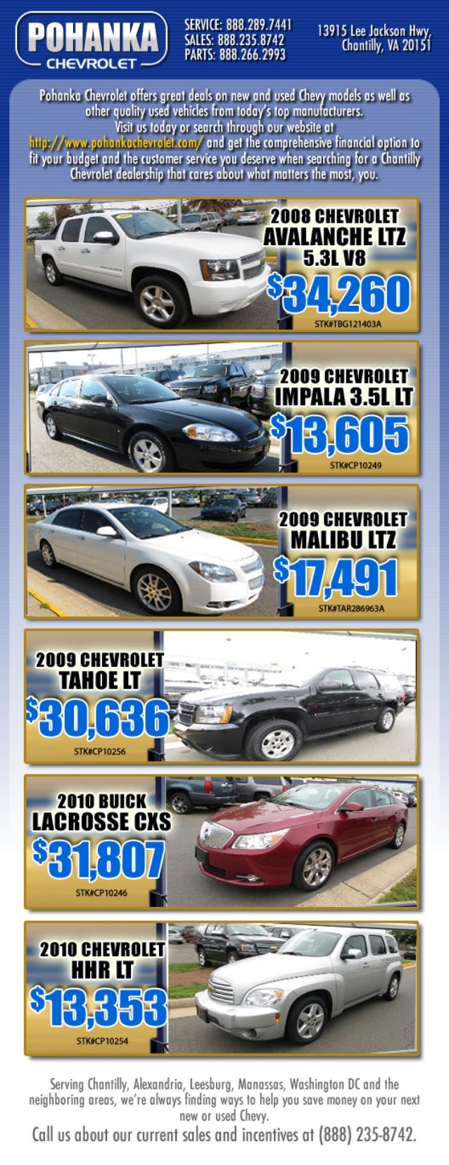Pohanka Chevrolet Used Car Specials Chantilly VA