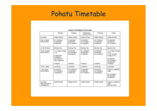 Pohatu Timetable
 
