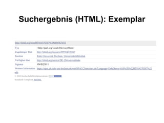 Suchergebnis (HTML): Exemplar
 
