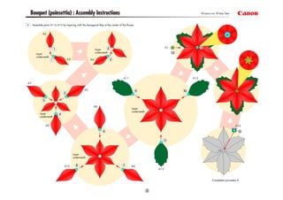 Bouquet (poinsettia) : Assembly Instructions                                                       © Canon Inc. © Taka Taka



Assemble parts A1 to A13 by layering with the hexagonal flap at the center of the flower.




                                                      Layer
   Layer                                              underneath
   underneath




                                                                                      Layer
                                                                                      underneath
      Layer
      underneath




                                   Layer
                                   underneath




                                                                                                            Completed poinsettia A
 