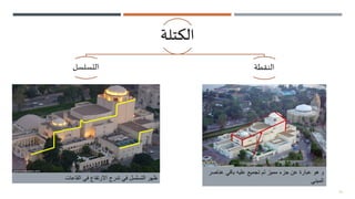17
‫الكتلة‬
‫التسلسل‬ ‫النقطة‬
‫عناص‬ ‫باقي‬ ‫عليه‬ ‫تجميع‬ ‫تم‬ ‫مميز‬ ‫جزء‬ ‫عن‬ ‫عبارة‬ ‫هو‬ ‫و‬
‫ر‬
‫المبني‬
‫القاعات‬ ‫في‬ ‫االرتفاع‬ ‫تدرج‬ ‫في‬ ‫التسلسل‬ ‫ظهر‬
 