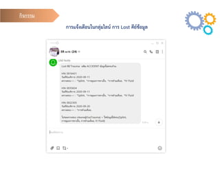 กิจกรรม
การแจงเตือนในกลุมไลน การ Lost คียขอมูล
 