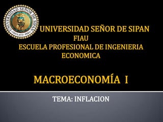 UNIVERSIDAD SEÑOR DE SIPAN
              FIAU
ESCUELA PROFESIONAL DE INGENIERIA
           ECONOMICA


   MACROECONOMÍA I
        TEMA: INFLACION
 