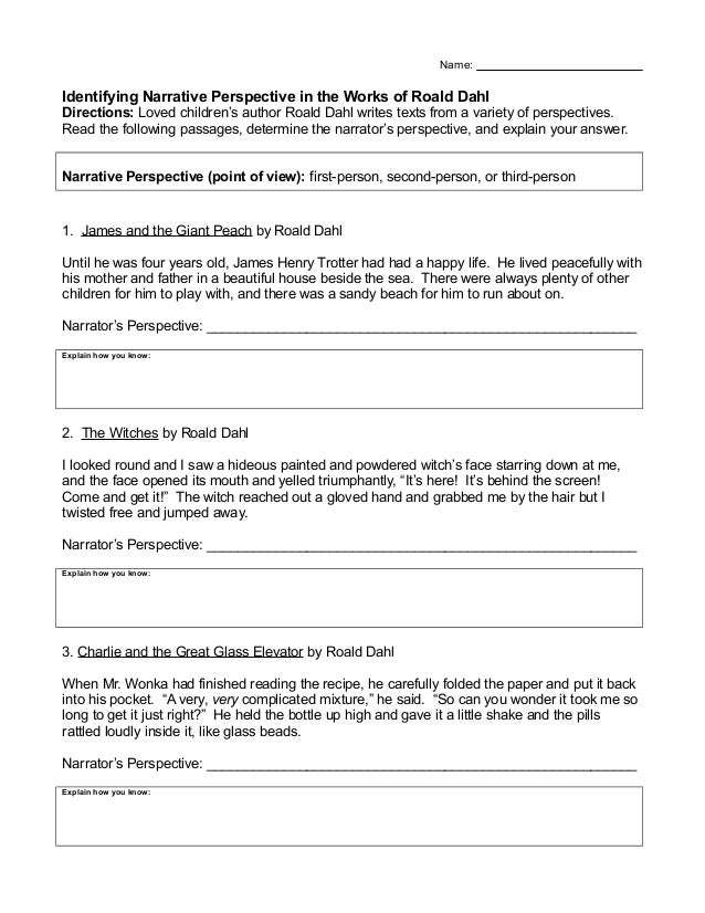 Point Of view worksheet 5 1 
