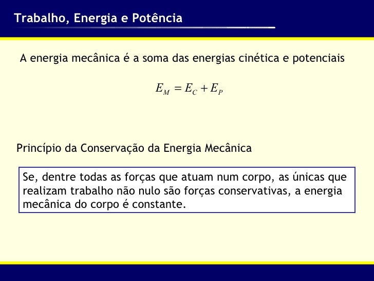 Explique Com Suas Palavras O Princípio Da Conservação De Energia