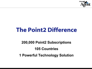The Point2 Difference 200,000 Point2 Subscriptions 105 Countries 1 Powerful Technology Solution 