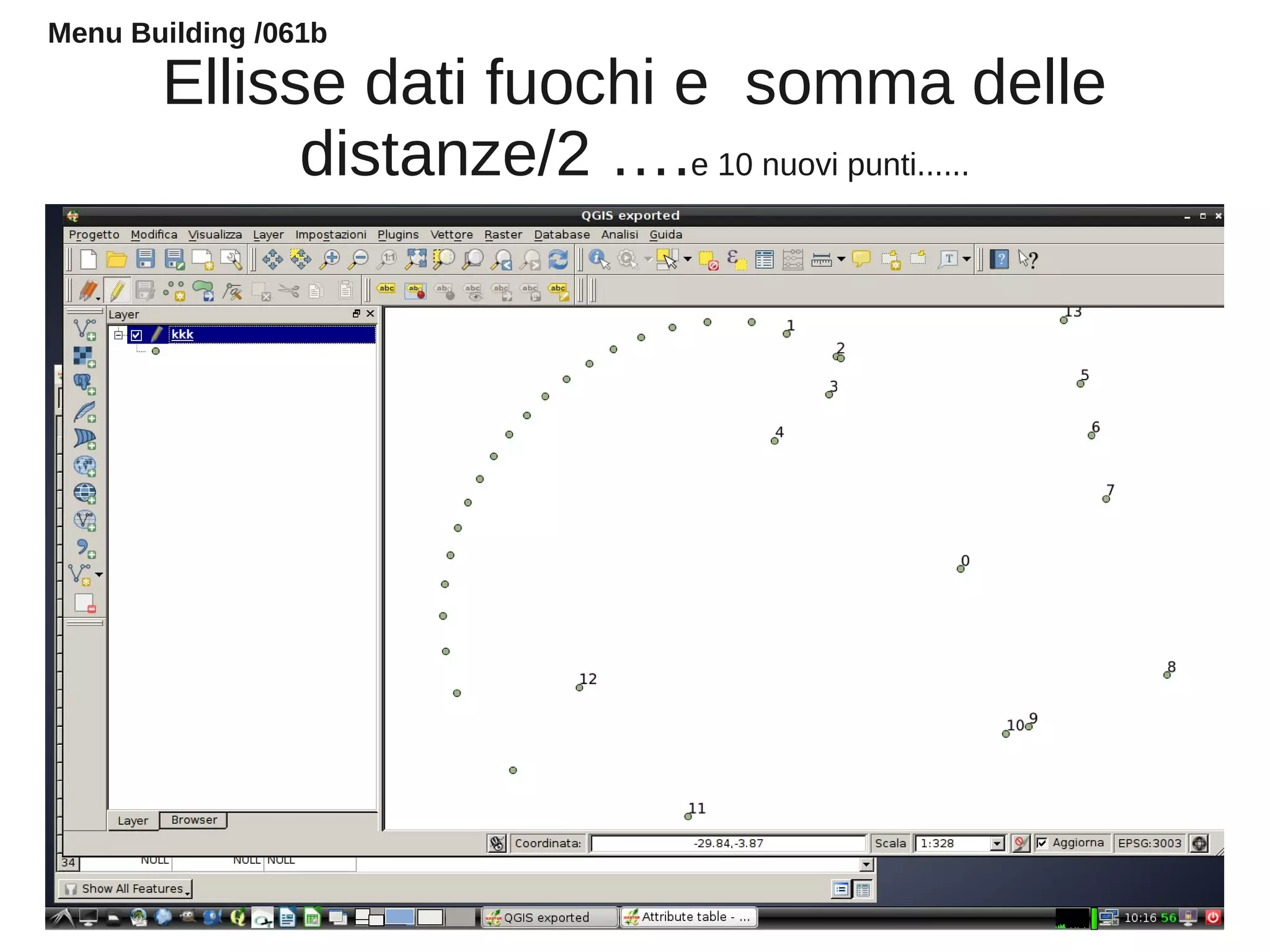 Ellisse dati fuochi e somma delle
distanze/2 ….e 10 nuovi punti......
Menu Building /061b
 