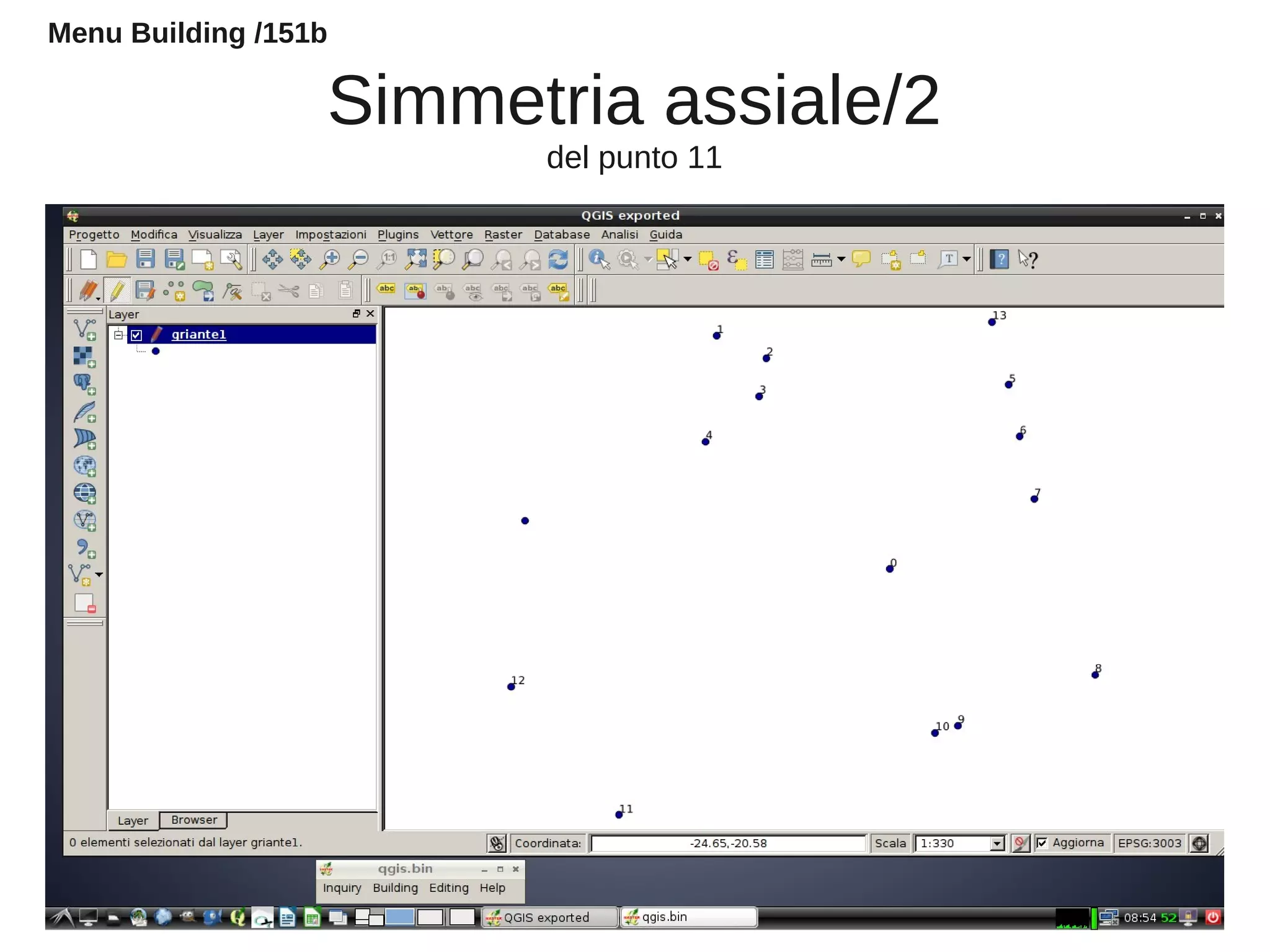 Simmetria assiale/2
del punto 11
Menu Building /151b
 