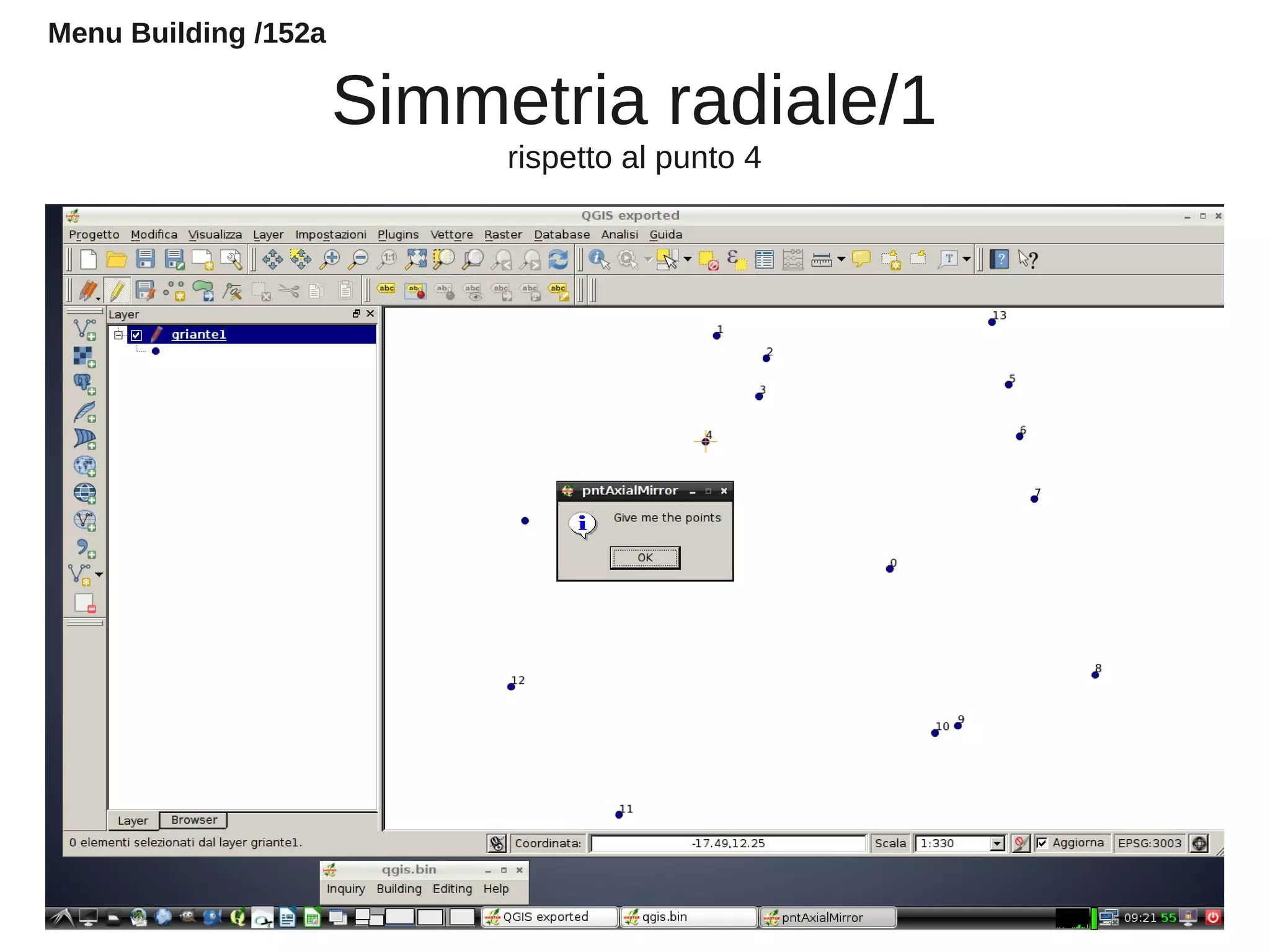 Simmetria radiale/1
rispetto al punto 4
Menu Building /152a
 