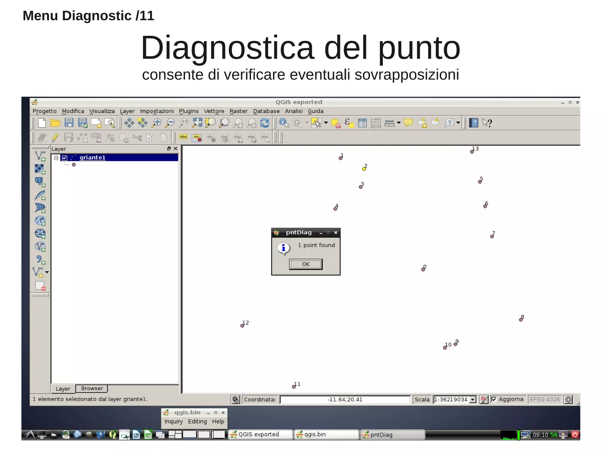 Diagnostica del punto
consente di verificare eventuali sovrapposizioni
Menu Diagnostic /11
 