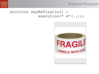 Pointcut Example

pointcut mayBeFragile() :
            execution(* m*(..));
 
