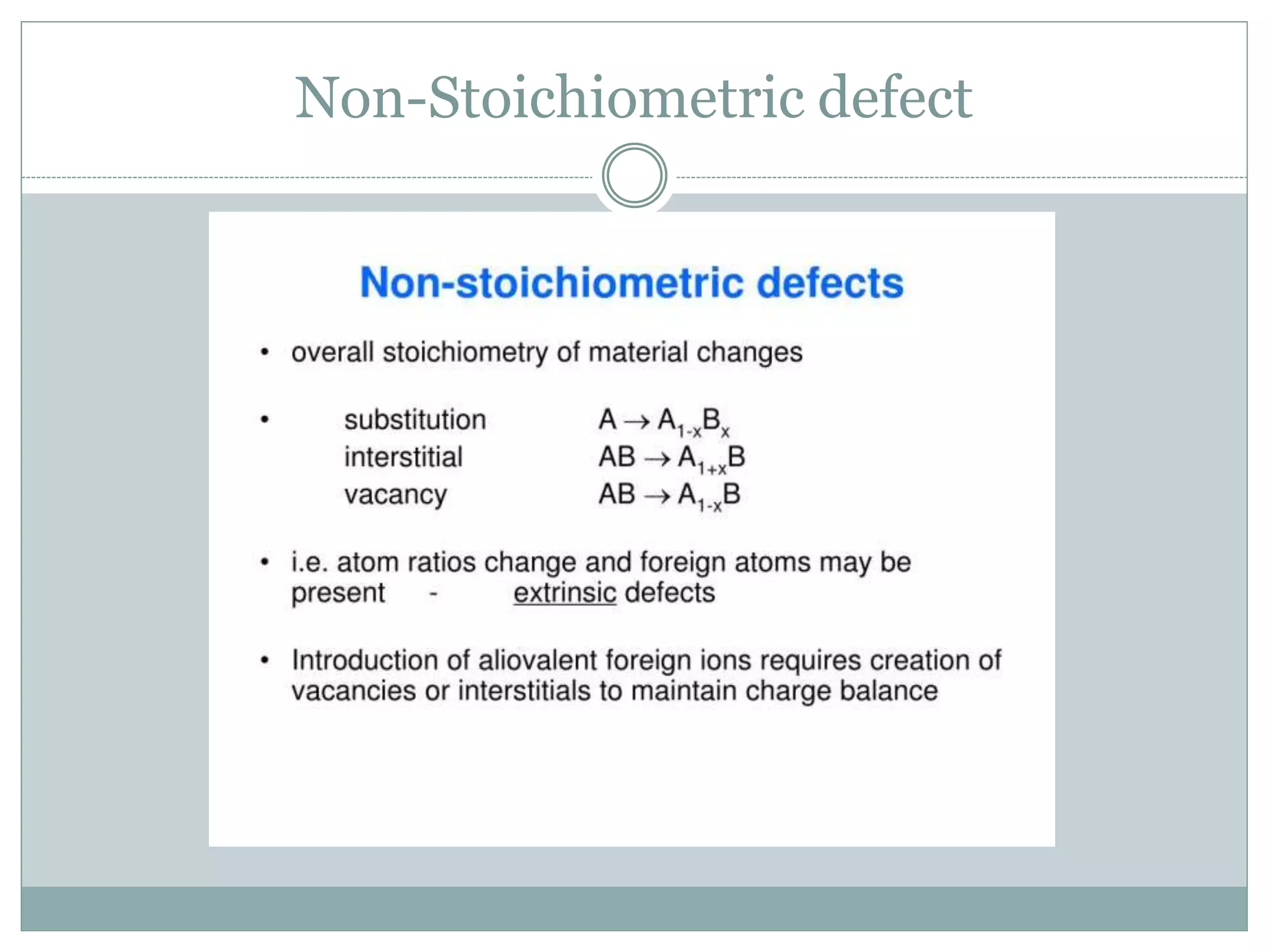 Non-Stoichiometric defect
 