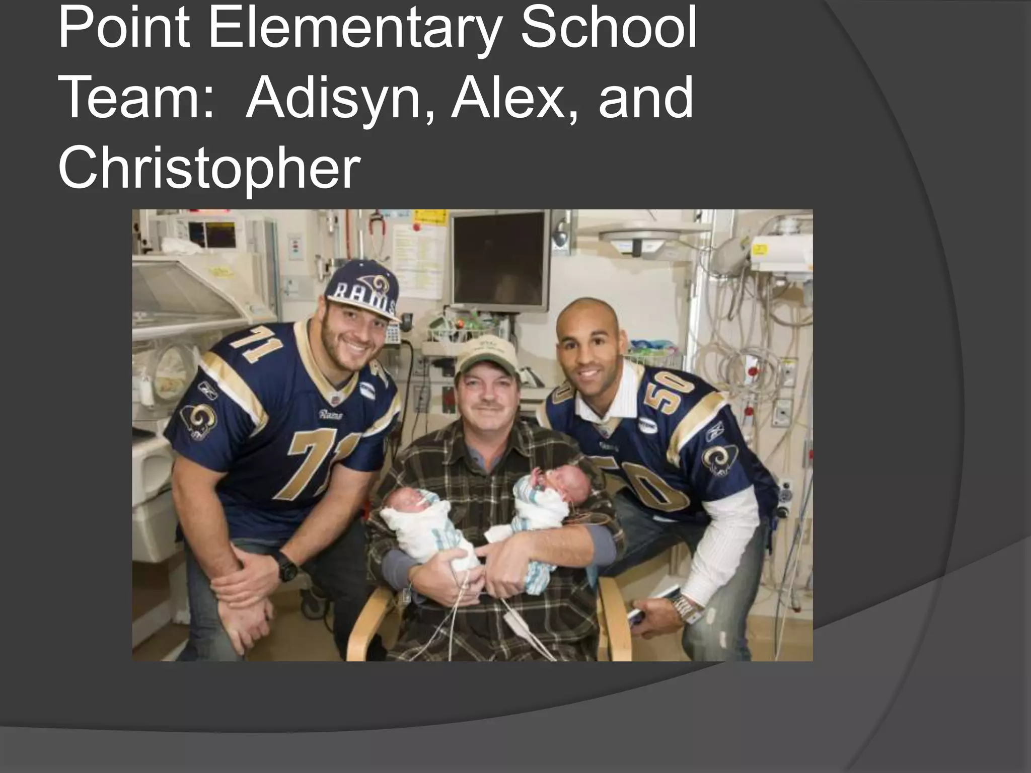 Point Elementary School
Team: Adisyn, Alex, and
Christopher