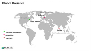 •
•
•
•
•
•
Edison, New Jersey, USA
Tidel Park, Chennai, India
Warsaw, Poland, Europe
 