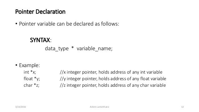 Write a variable declaration for a pointer to a char