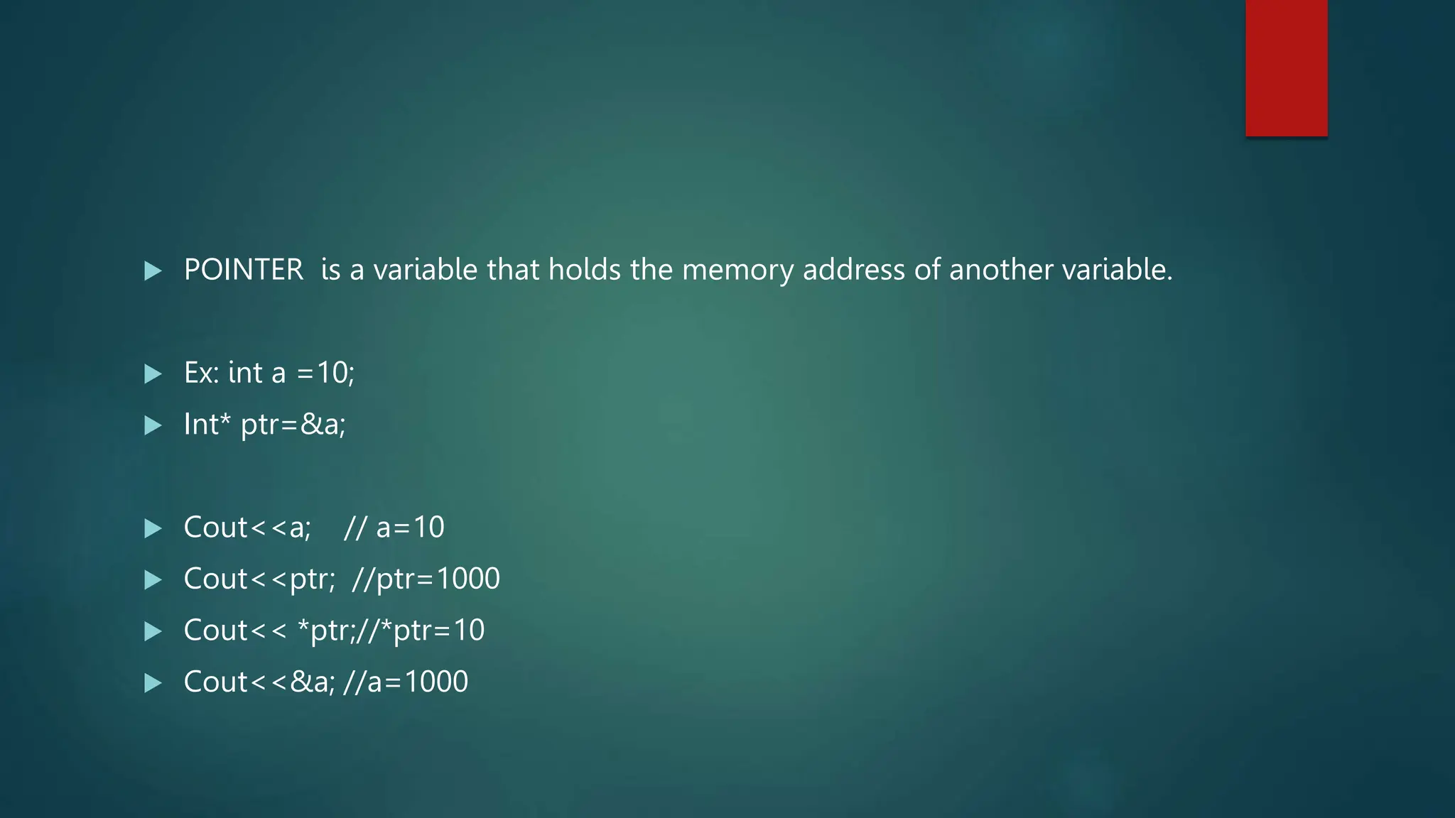 Pointers in c++ programming presentation | PPTX