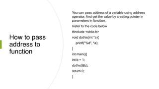 POINTERS IN C - BTECH BCA CS AND IT PRESENTATIONS | PPT