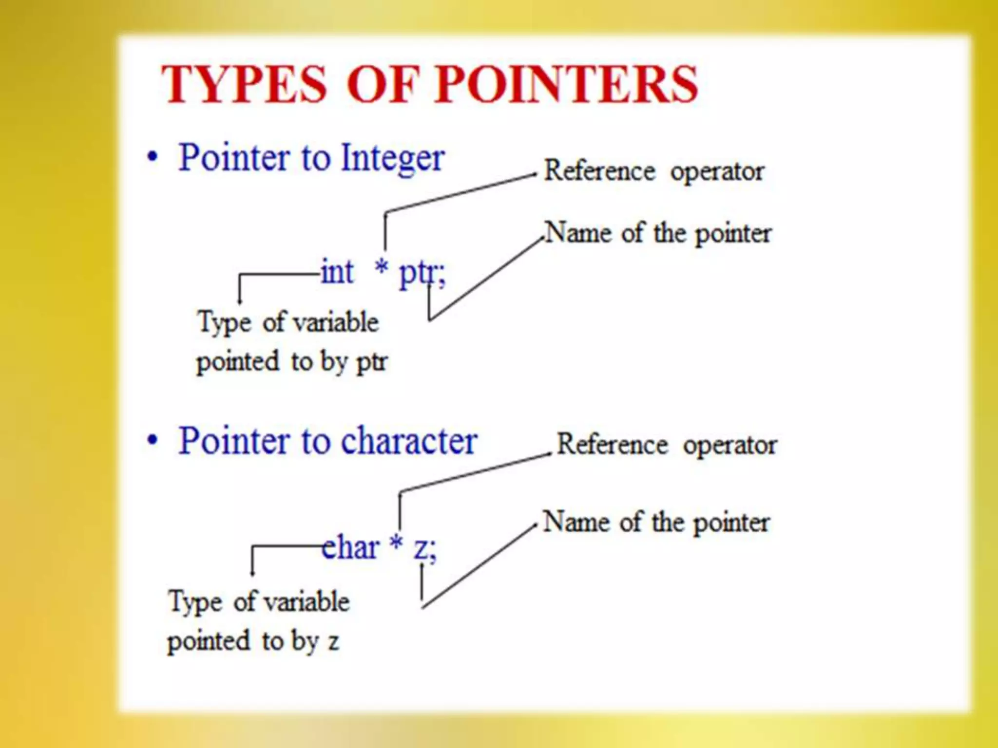 Pointers Type
 