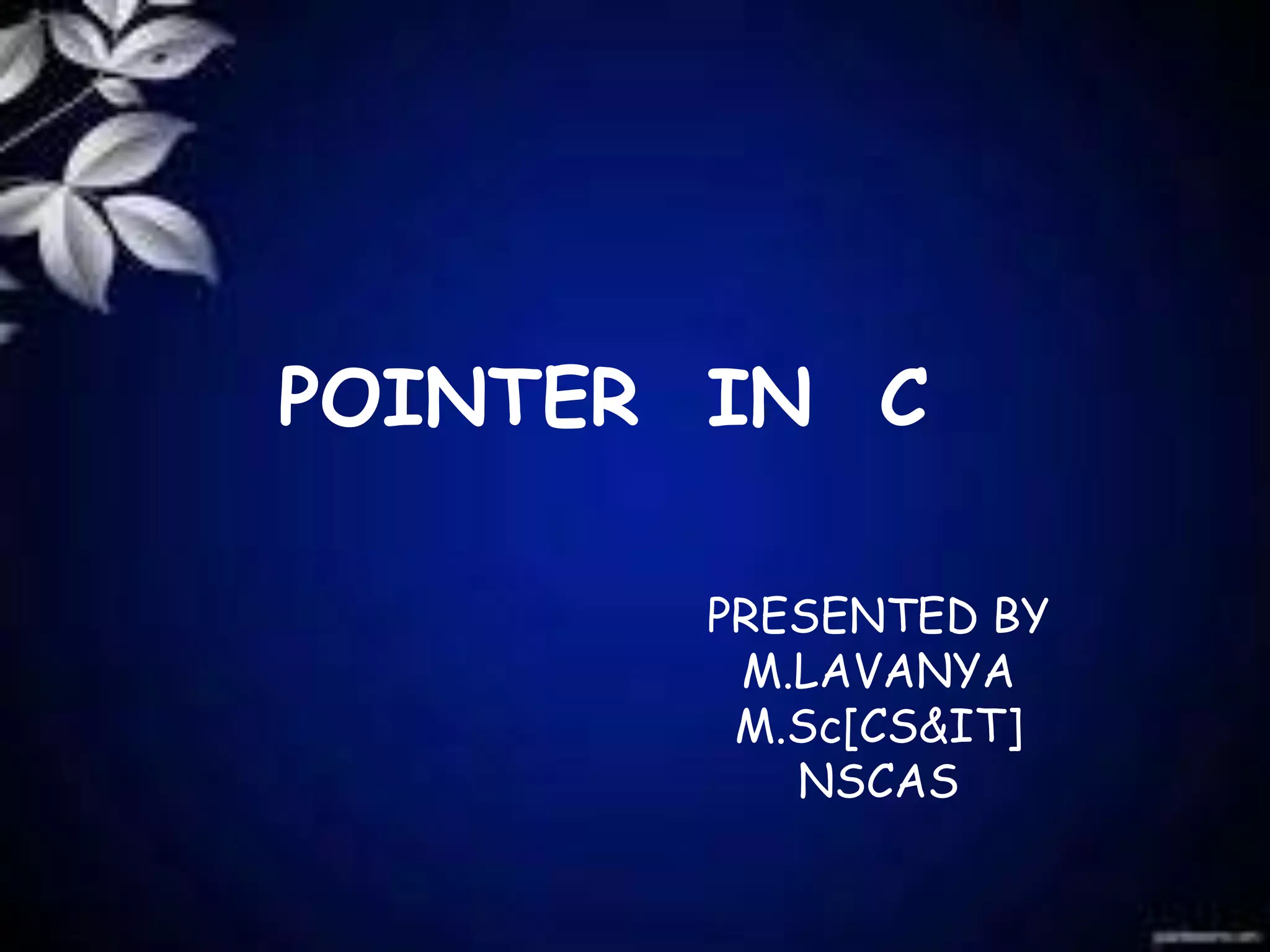 Pointer in c | PPTX | Programming Languages | Computing
