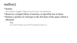 pointers, dynamic memory allocation, calloc | PPTX