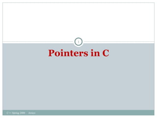 Pointers in C C++ Spring 2000  Arrays 