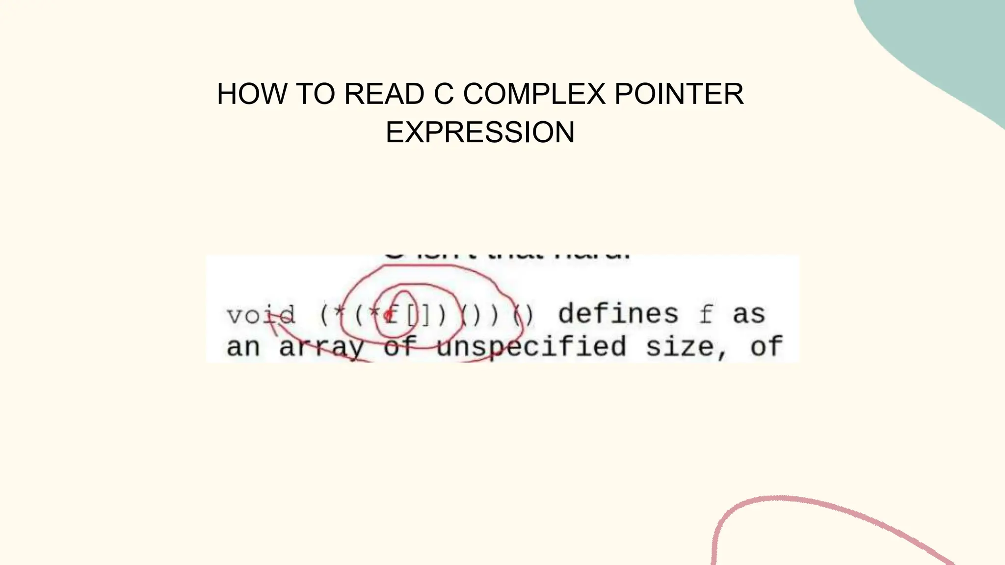 HOW TO READ C COMPLEX POINTER
EXPRESSION
 