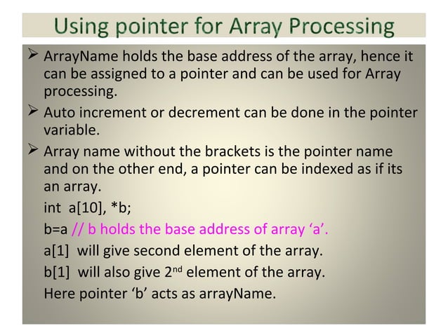 Pointers and arrays | PPT