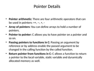 Pointers and structures for beginners in c | PPTX