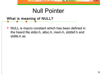 detailed information about Pointers in c language | PPT