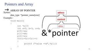 pointers_DMA_Doublepointer, pointer declaration, content | PPTX