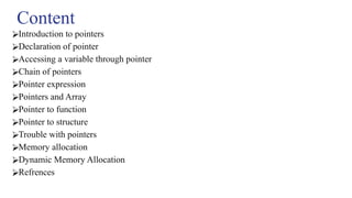 pointers_DMA_Doublepointer, pointer declaration, content | PPTX