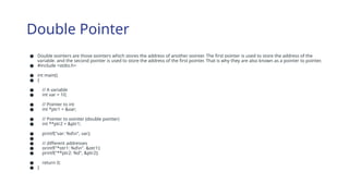 pointers_DMA_Doublepointer, pointer declaration, content | PPTX