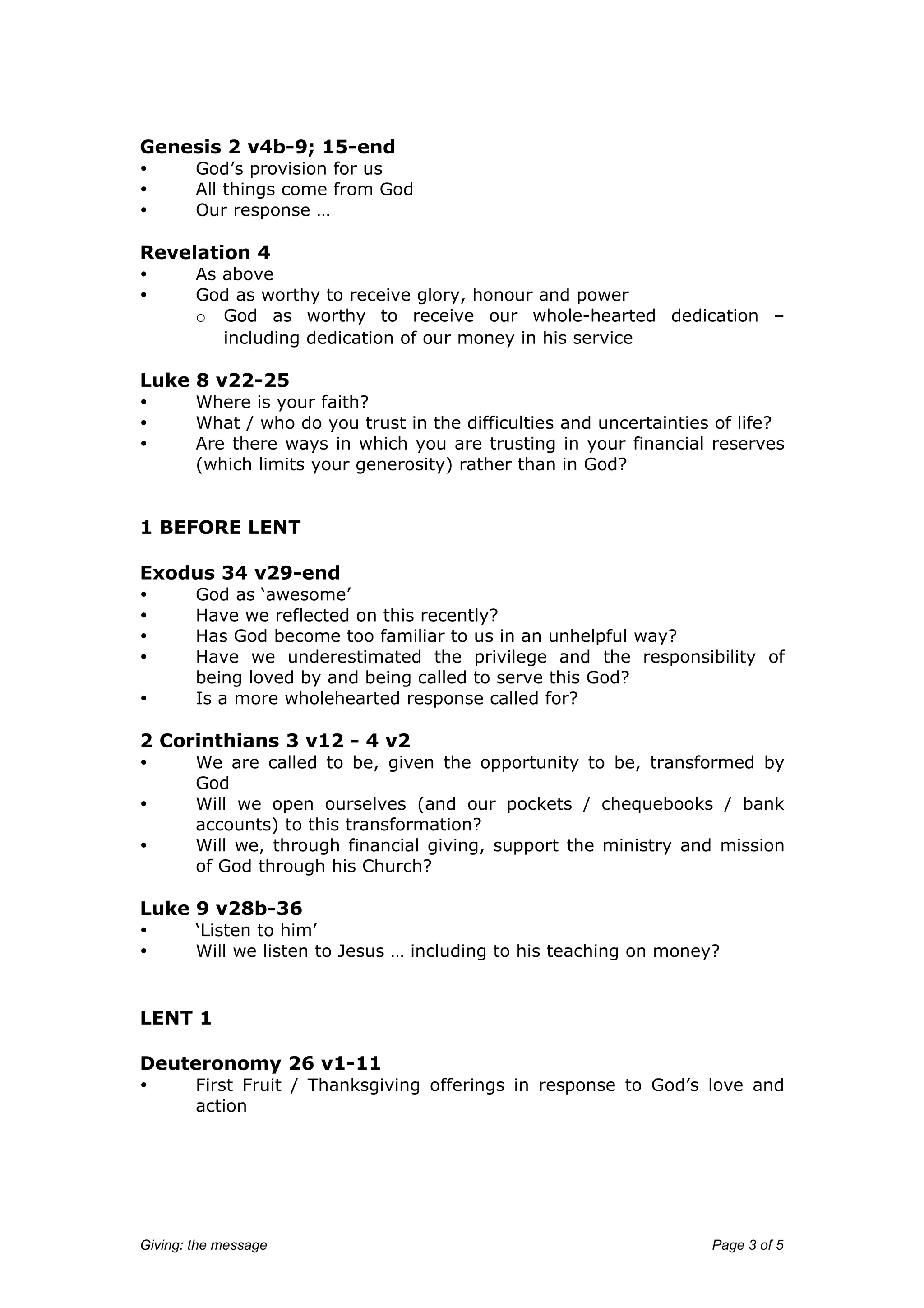 Pointers for sermons on giving