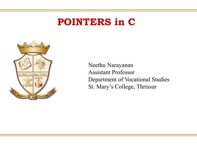 Computer Science:Pointers in C | PPTX | Programming Languages | Computing