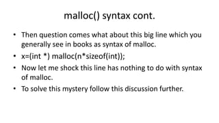 Pointers lesson 4 (malloc and its use) | PPT