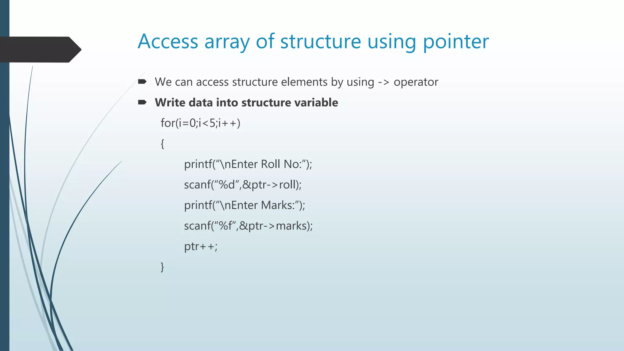 Pointer to array and structure | PPT